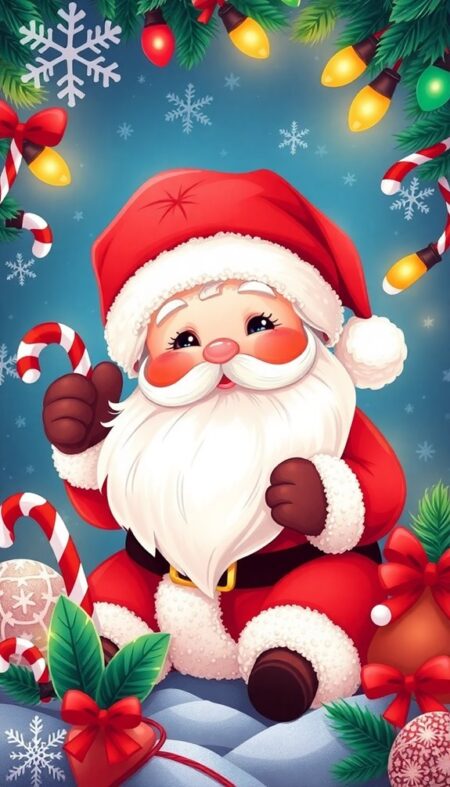 Baby Santa Claus Phone Wallpaper for Adorable Festivity