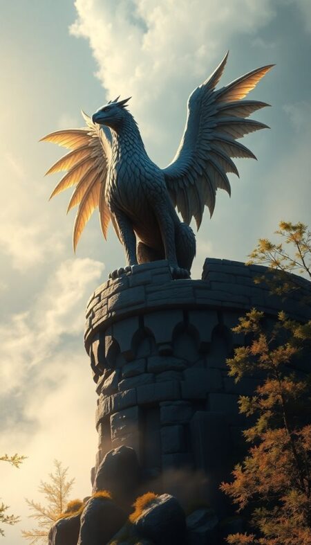 Ancient Griffin of the Stone Keep Phone Wallpaper