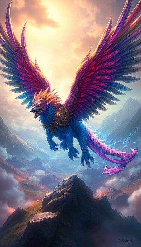 Battle Griffin Protector of Realms Phone Wallpaper