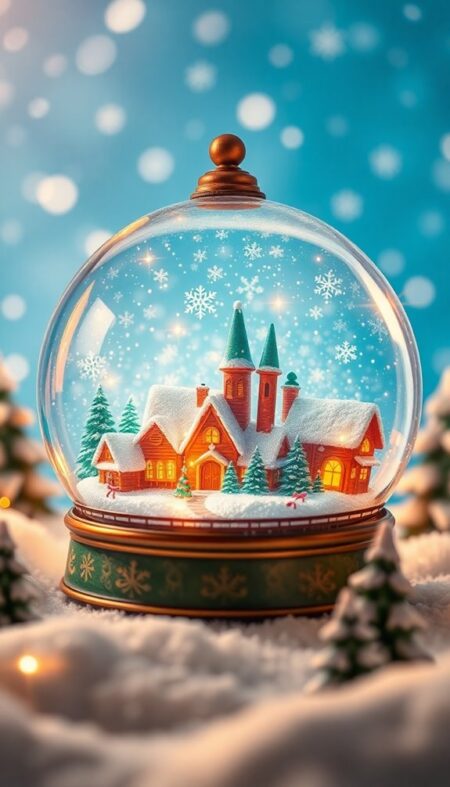 Holiday Village Snow Globe Phone Wallpaper With Festive Scenes