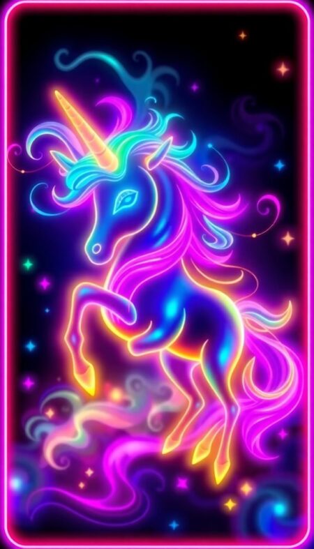 Neon Unicorn Phone Wallpaper Designs That Glow