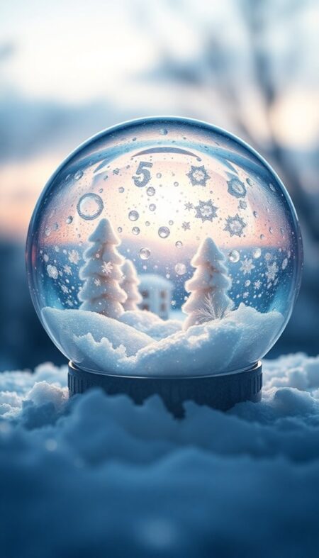 Frosted Crystal Snow Globe Phone Wallpaper With Icy Elegance