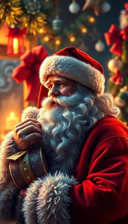 D Santa Claus Phone Wallpaper for a Lifelike Holiday Experience