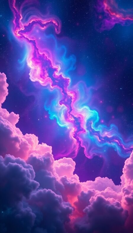 Cosmic Galaxy Clouds Phone Wallpaper With a Starry and Mystical Feel