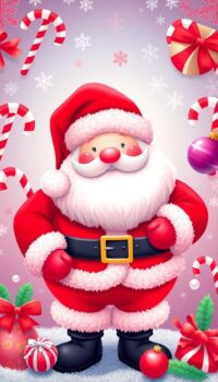 playful pink santa wallpaper