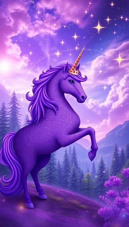 Purple Unicorn Phone Wallpaper Styles for a Royal Vibe