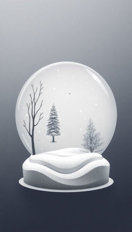 Minimalist Monochrome Snow Globe Phone Wallpaper With Sleek Style