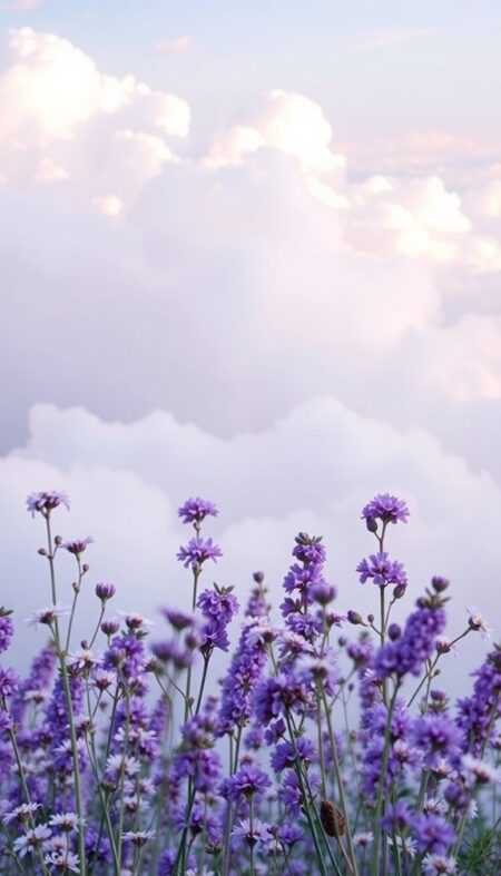 Lavender Cloud Phone Wallpaper for a Soothing and Floral Aesthetic