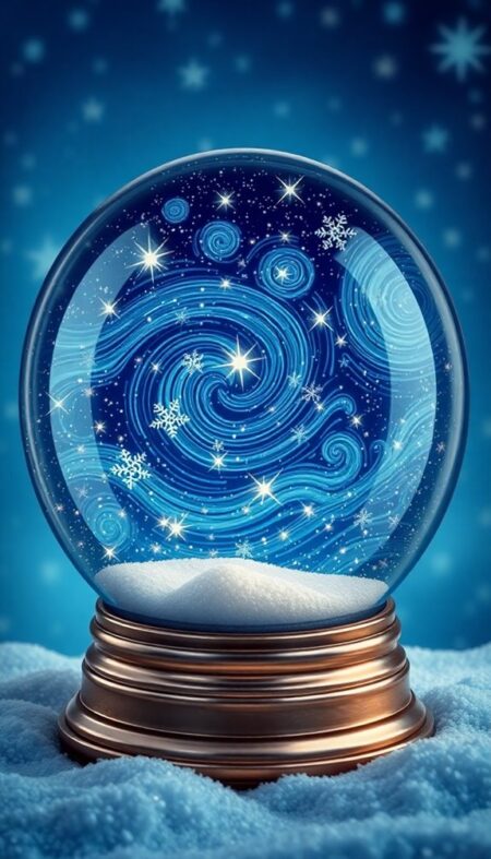 Starry Night Snow Globe Phone Wallpaper With Sparkling Sky