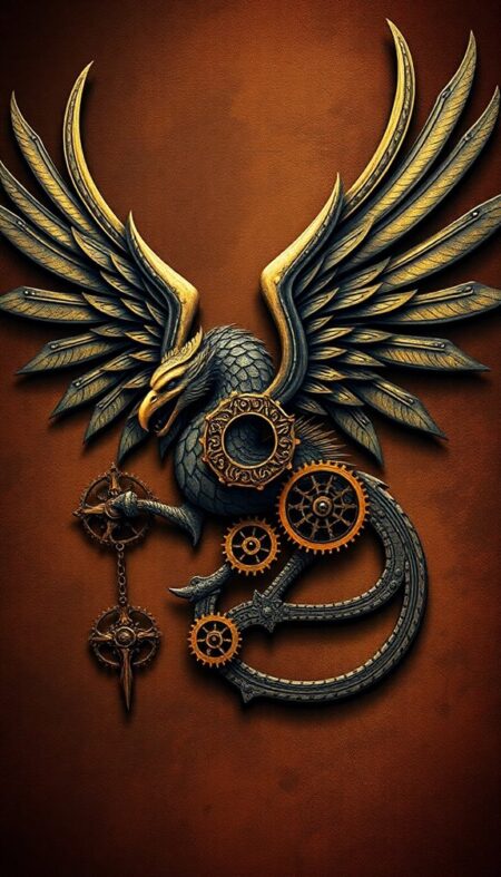 Steampunk Griffin Gears and Glory Phone Wallpaper