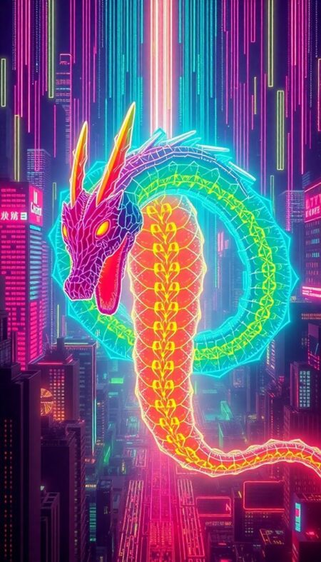 Cyber Hydra Digital Dominion Phone Wallpaper