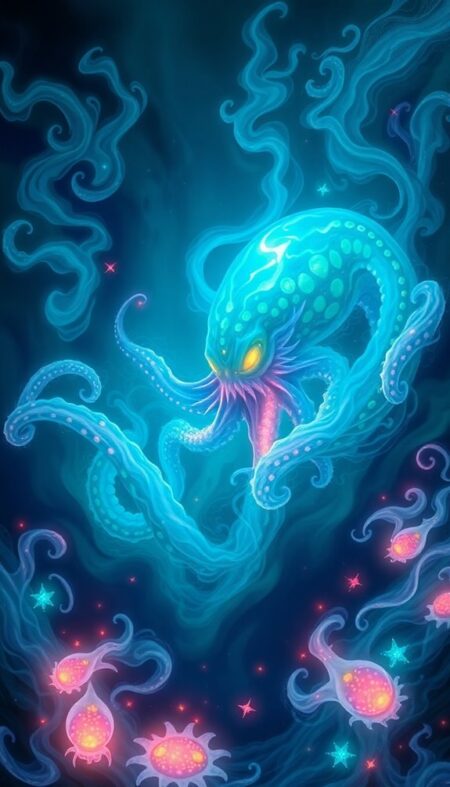 Ethereal Kraken Phantom of the Ocean Phone Wallpaper