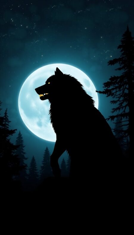 Full Moon Werewolf Phone Wallpaper