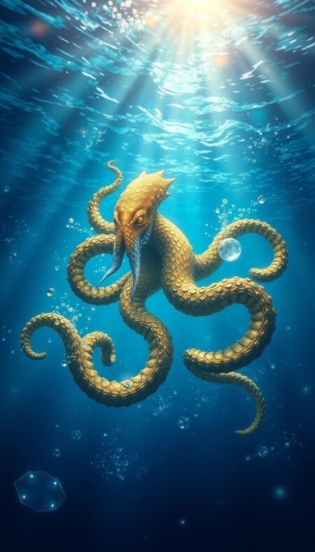 Golden Kraken Treasure of the Deep Phone Wallpaper